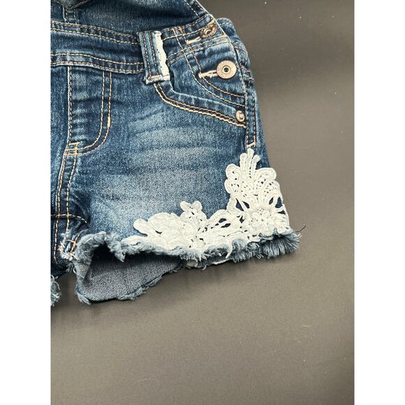 Girls Jordache w Lace Crochet Spring Summer Denim Overall Shorts Size xs 4-5 - Picture 5 of 8